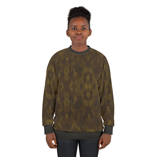 "Swamp Recon Camouflage", Unisex Sweatshirt (Alligator Black Cuffs and Collar)