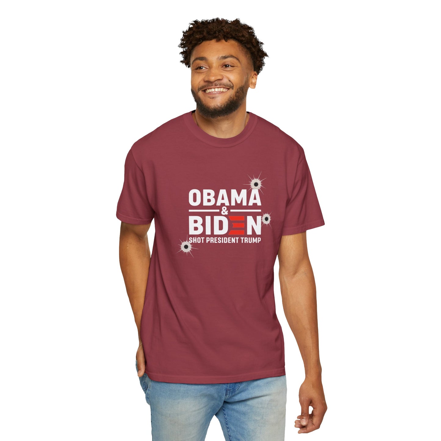 "Obama & Biden Shot President Trump", Unisex Black T-shirt