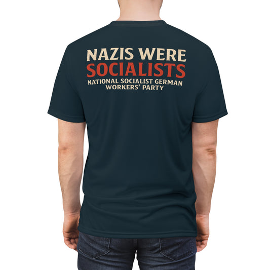 "Nazis were Socialists", Unisex T-shirt (Blue Whale)