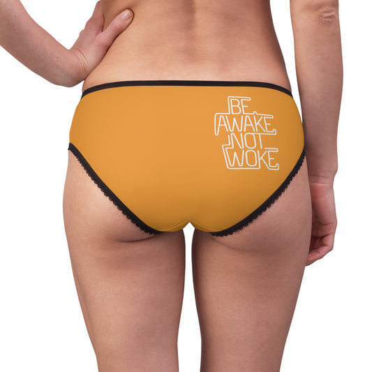 "Be Awake Not Woke" #1, Women's Briefs (Deep Saffron)