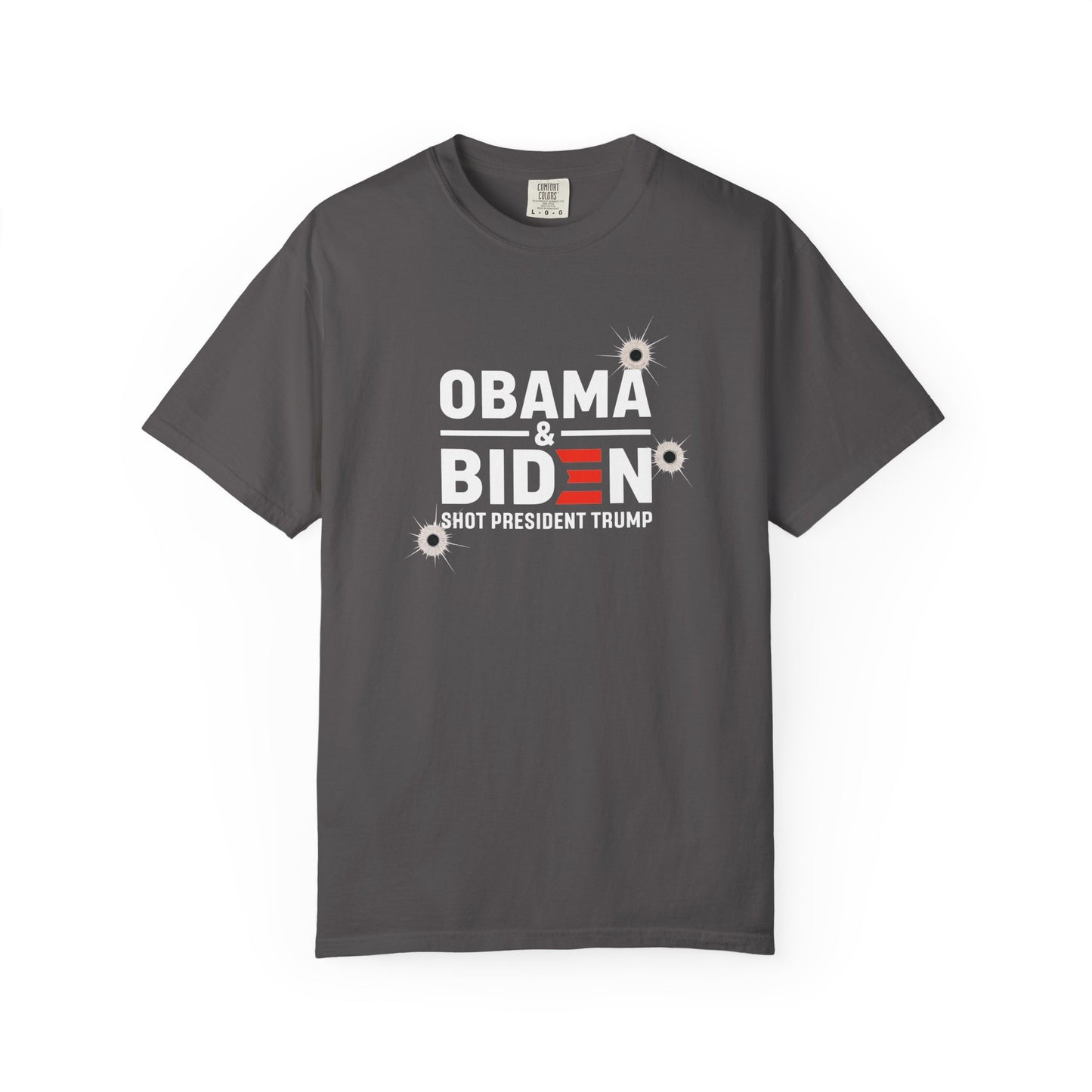 "Obama & Biden Shot President Trump", Unisex Black T-shirt