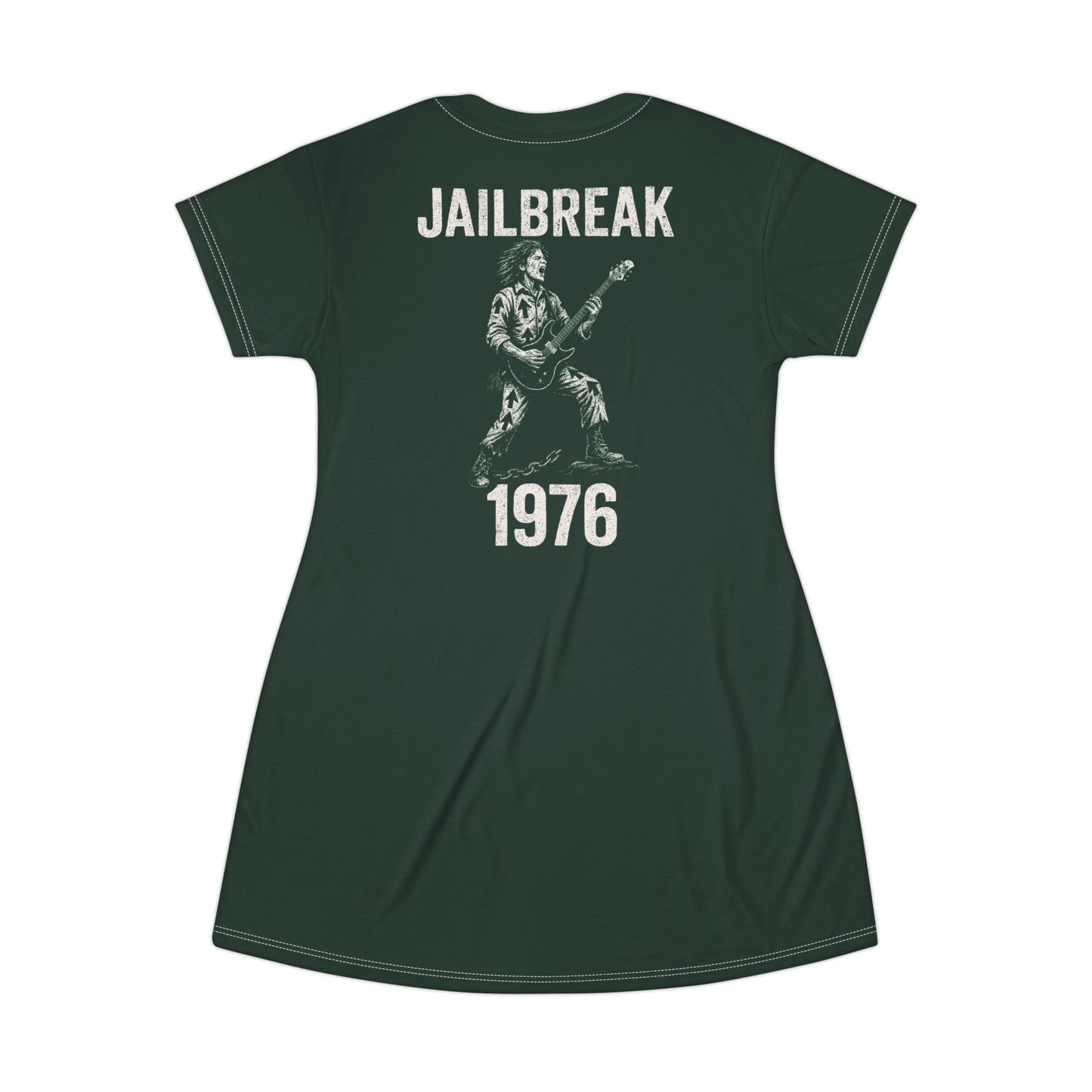 "Jailbreak 1976", T-Shirt Dress (Deep Grove Green)