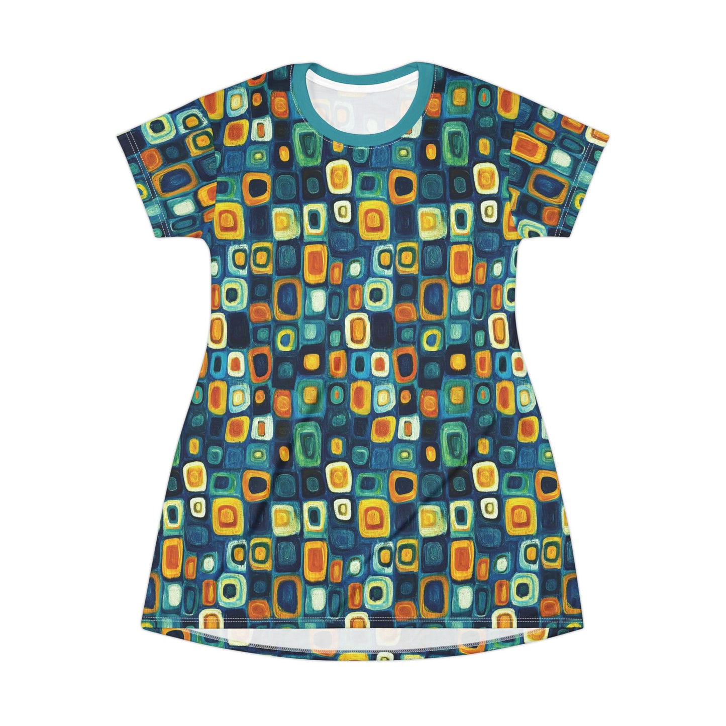 "Soul Mosaic", T-Shirt Dress (Columba Blue Collar)