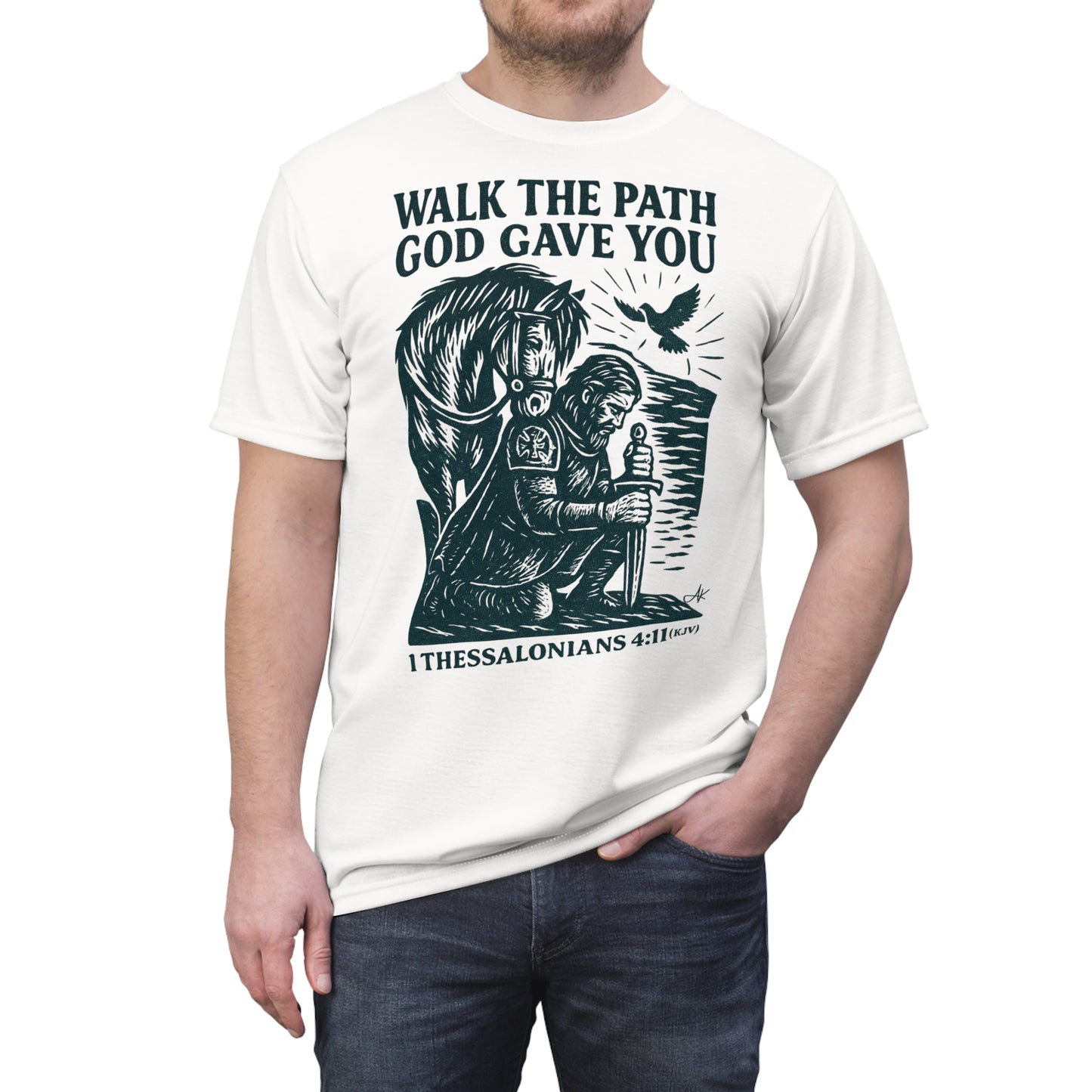 "1 Thessalonians 4:11 (KJV)", Wearable Art Unisex T-shirt (Norse Ink)