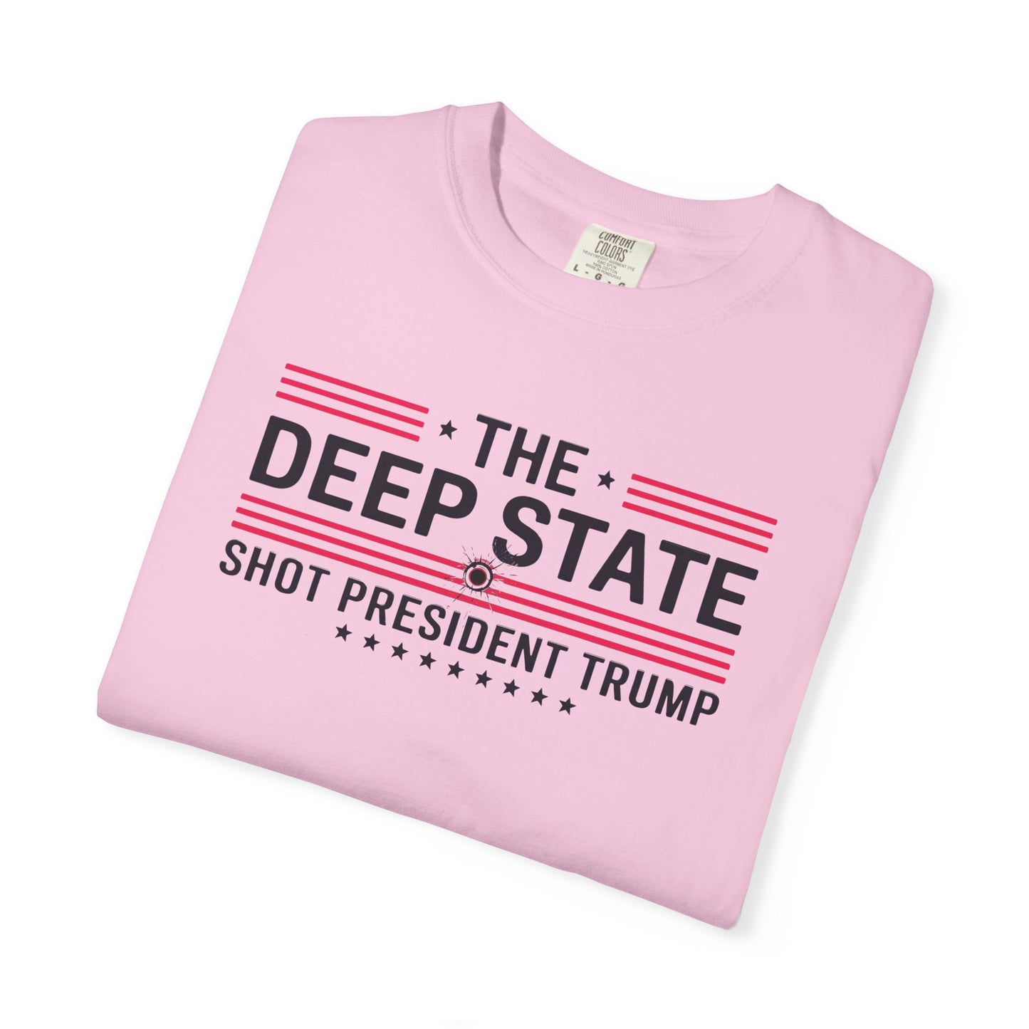 "The Deep State Shot President Trump" #02, Unisex White T-shirt