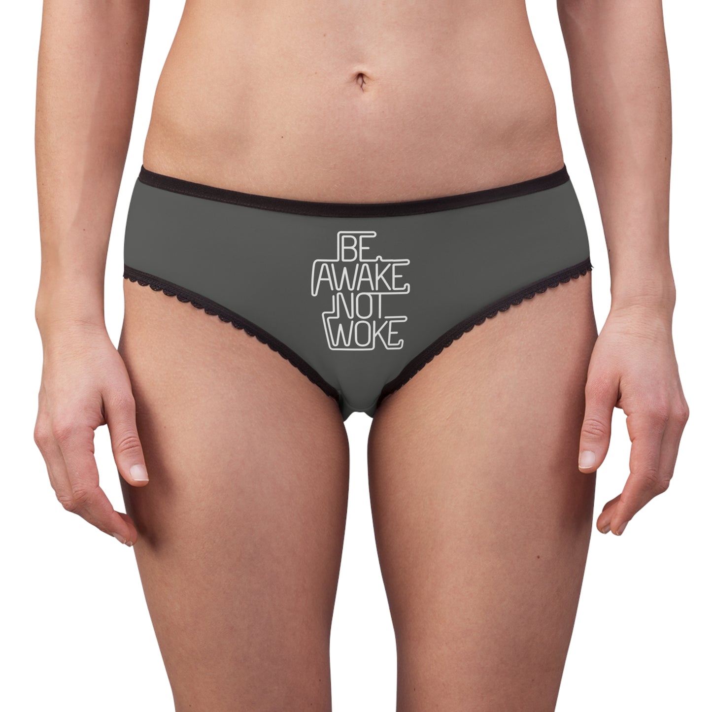 "Be Awake Not Woke" #1, Women's Briefs (Panzer Grey)