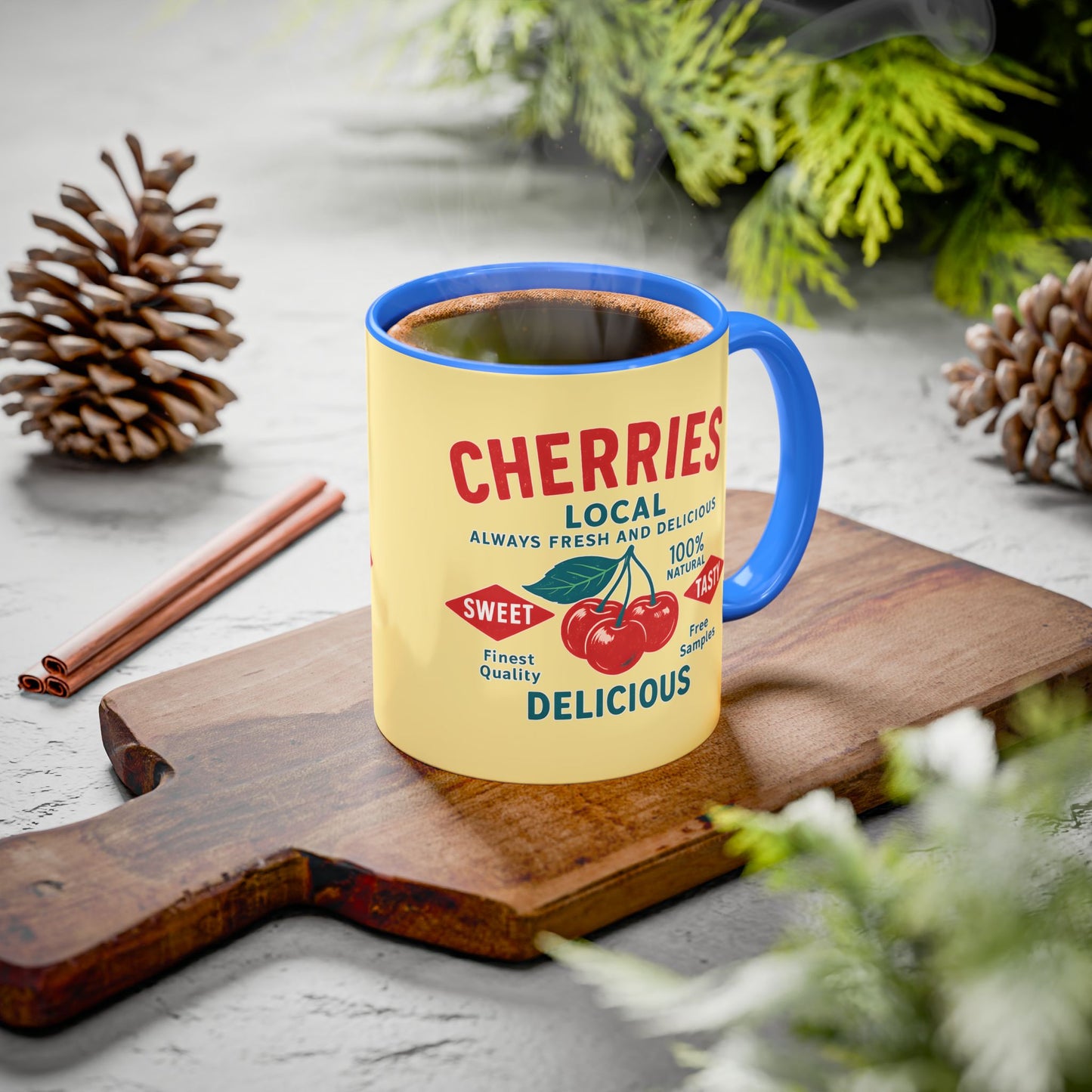 "Delicious Cherries", Colorful Mugs (11oz, 15oz) (Sanctum Veil)