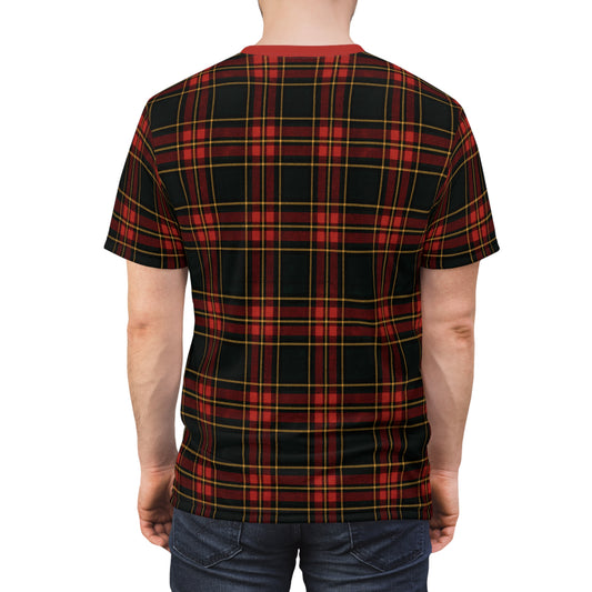 "Kilmor Gallóglach Tartan", Unisex Tee (Gallóglach Red Collar)