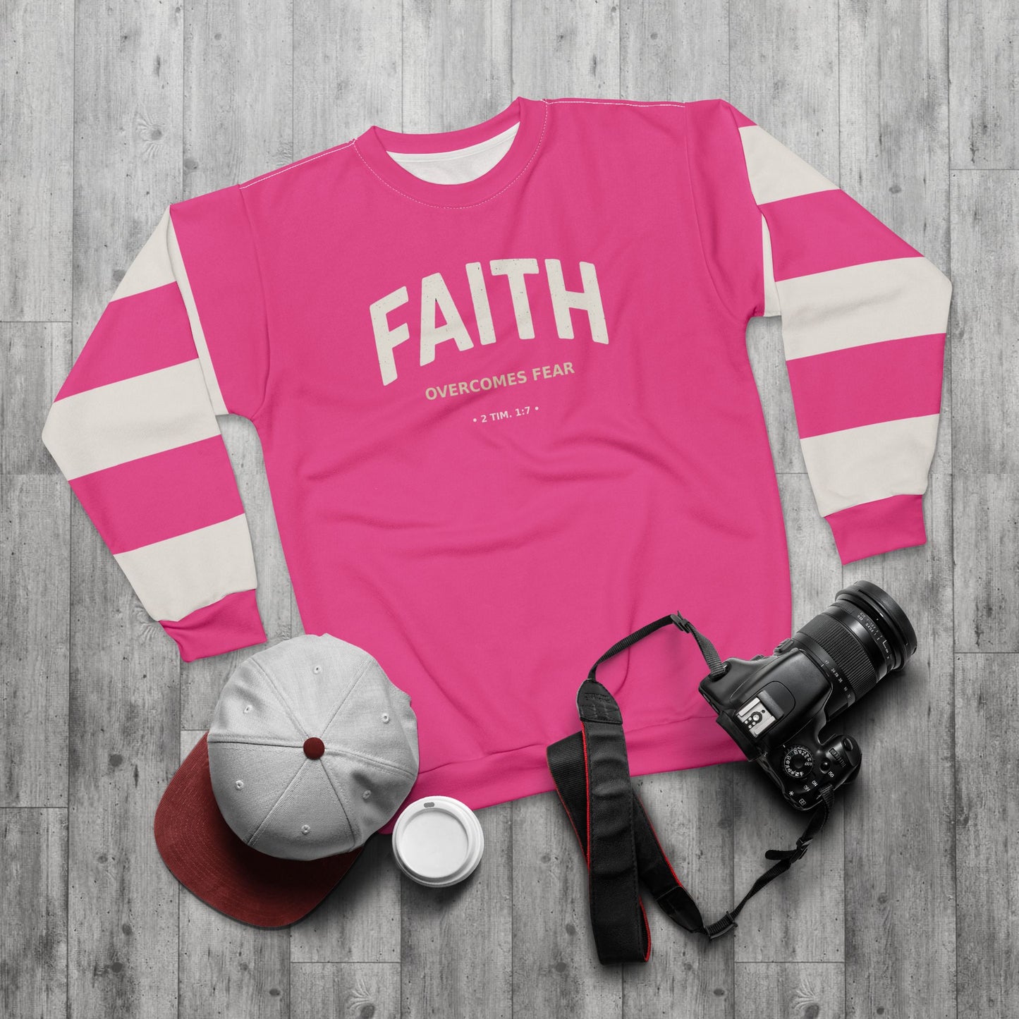 "Faith Overcomes Fear", Unisex Sweatshirt (Hot Pink)