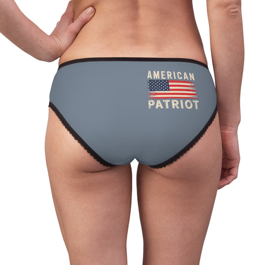 "American Patriot" with Flag #02, Women's Briefs (Atlantic Grey)