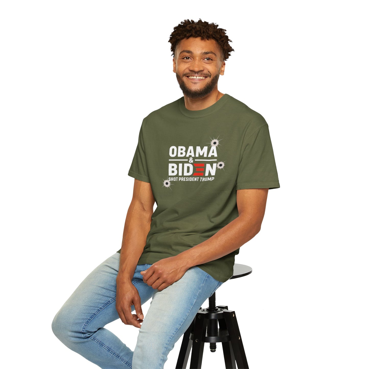 "Obama & Biden Shot President Trump", Unisex Black T-shirt