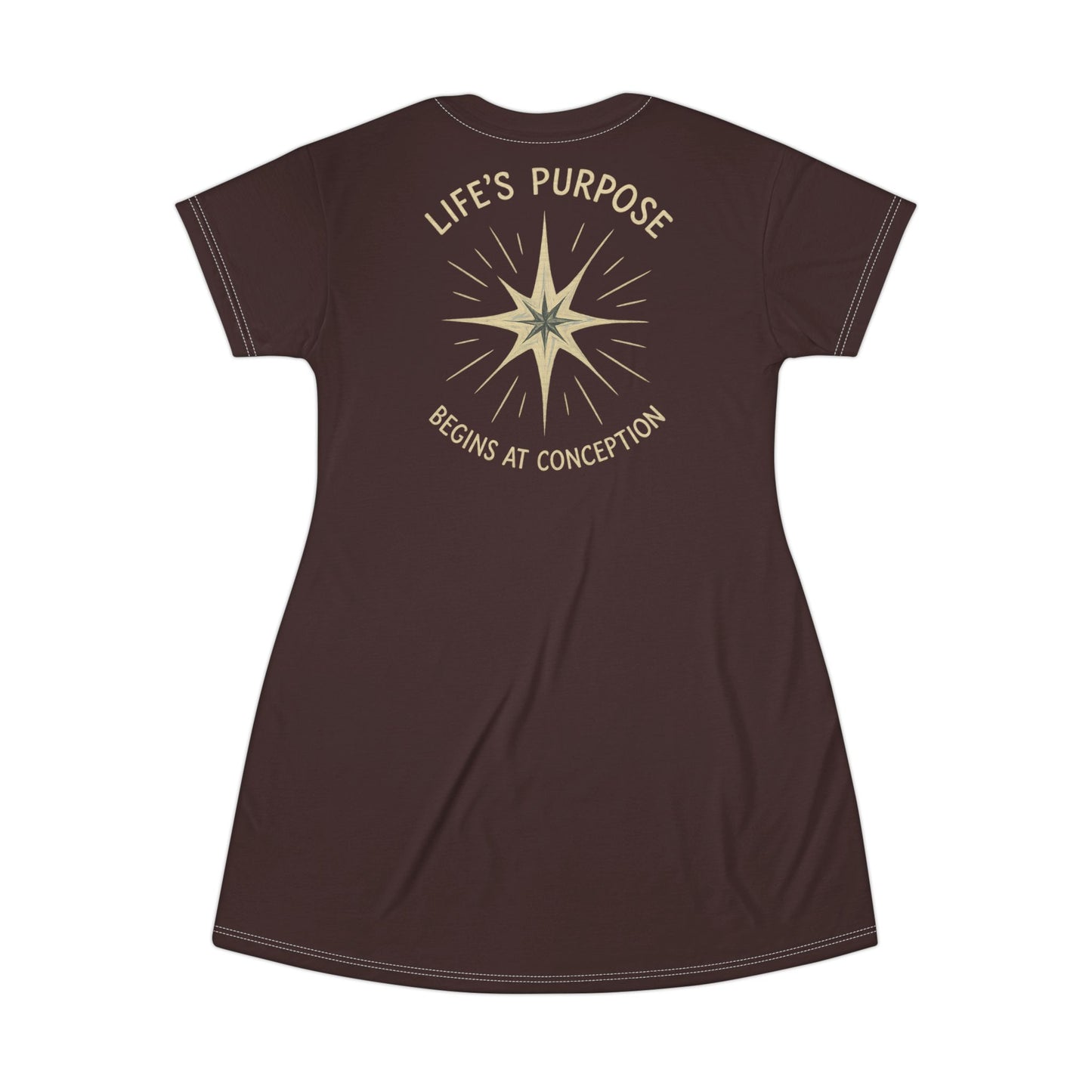 "Life's Purpose Begins at Conception #02", T-Shirt Dress (Irish Sienna)