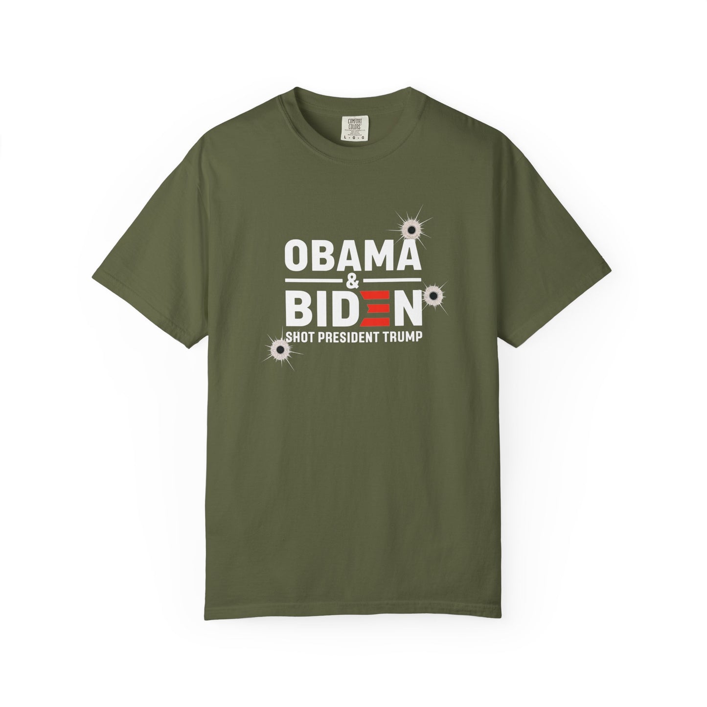 "Obama & Biden Shot President Trump", Unisex Black T-shirt
