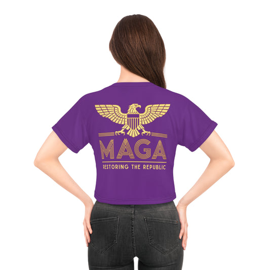 "MAGA - Restoring the Republic", Crop Tee (Vesper Violet)