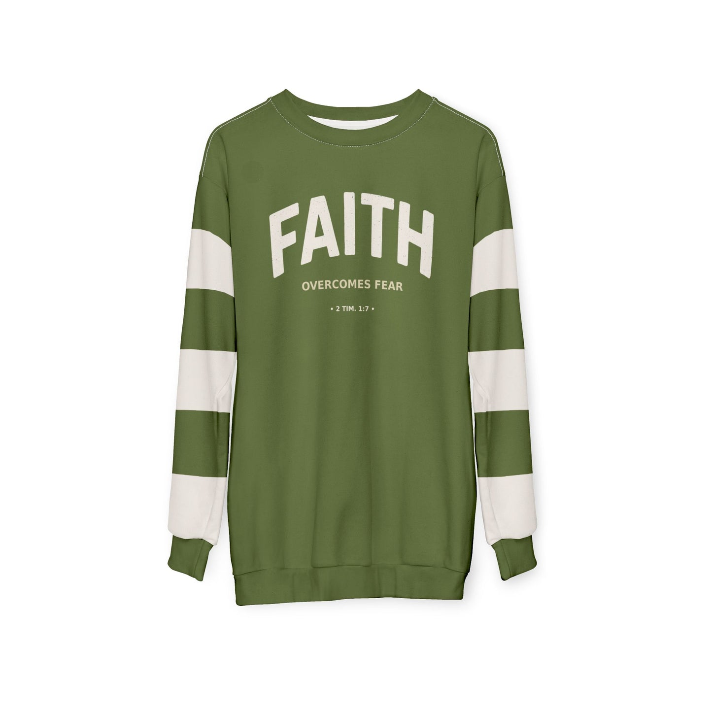 "Faith Overcomes Fear", Unisex Sweatshirt (Kangaroo-Bush Green)