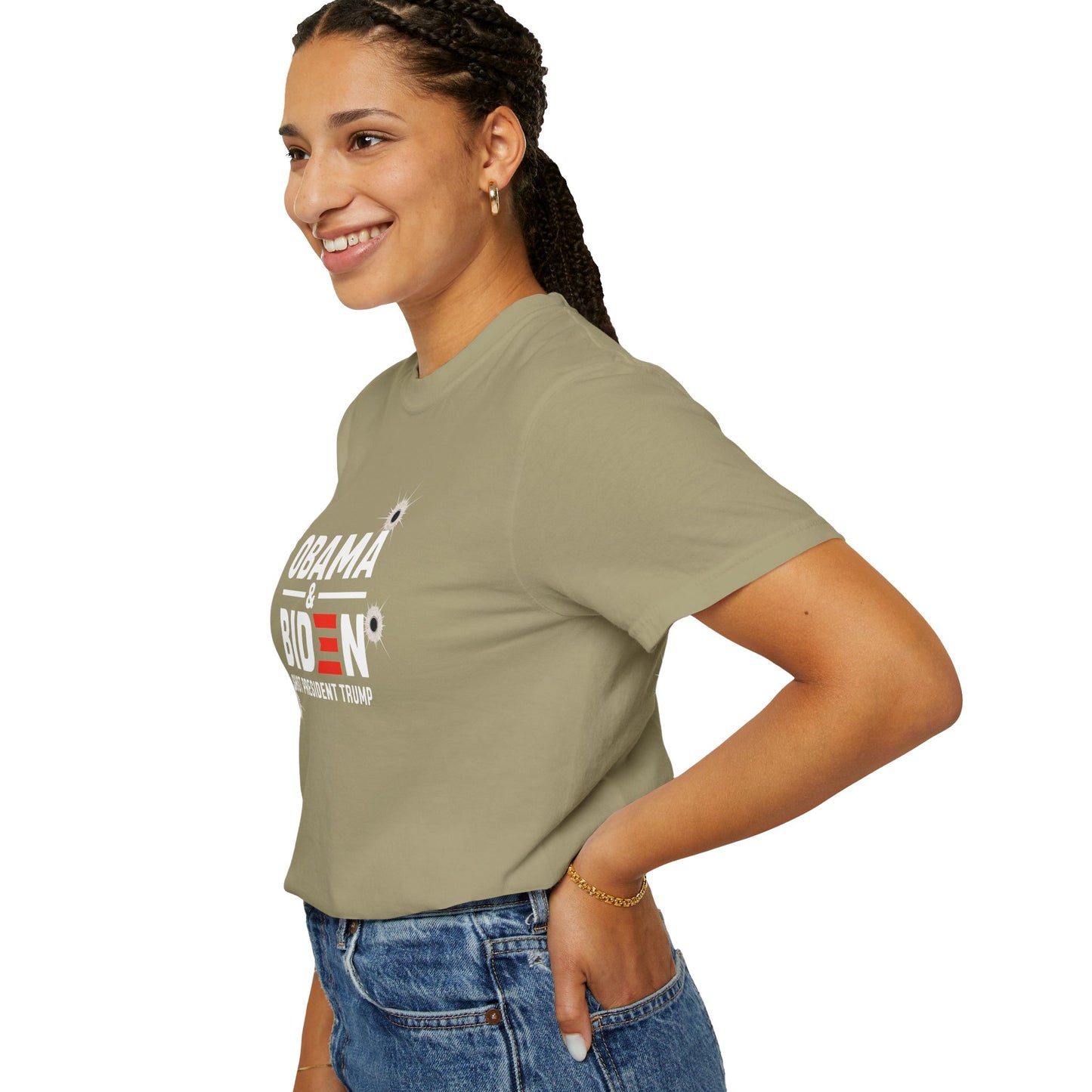 "Obama & Biden Shot President Trump", Unisex Black T-shirt