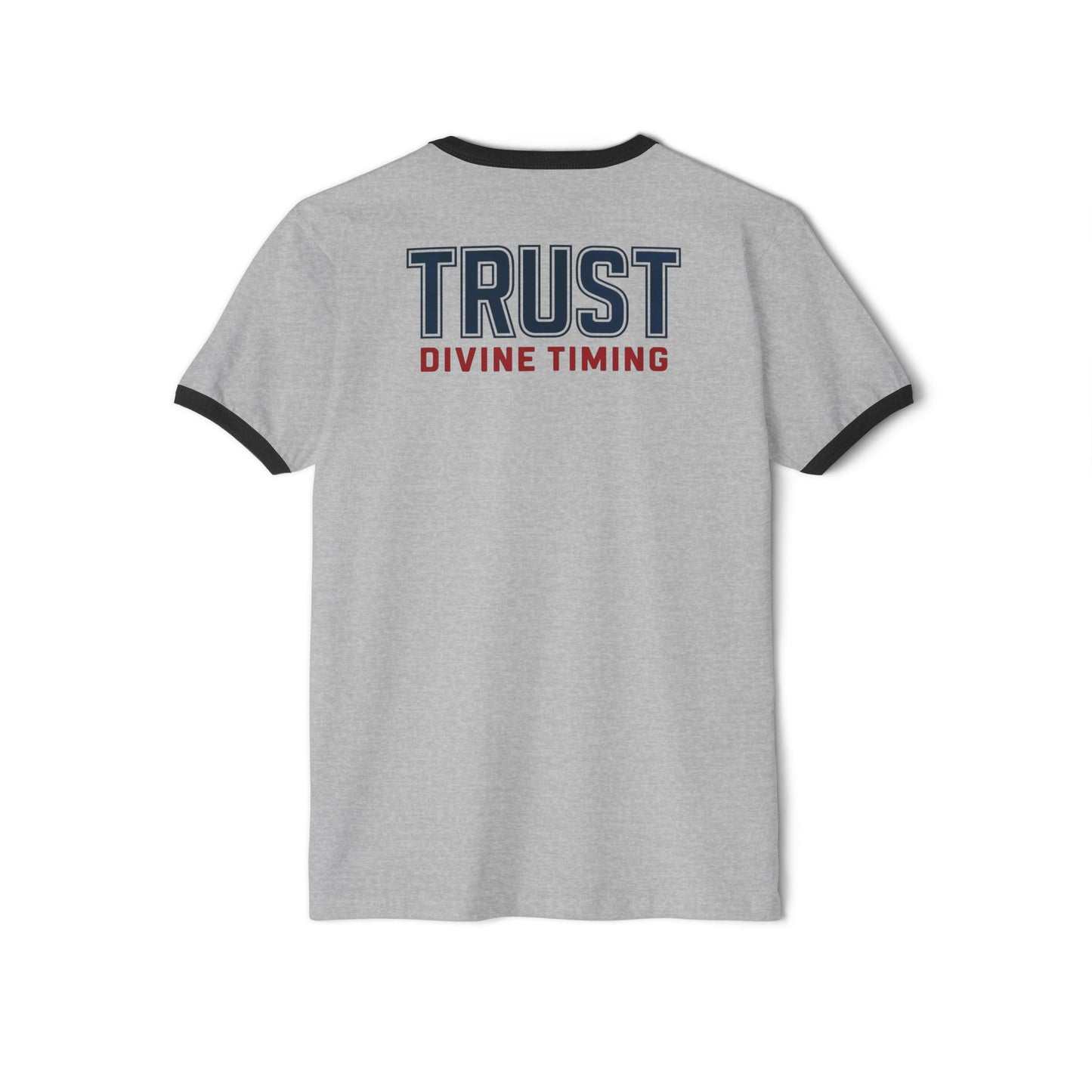 "Trust Divine Timing" #02, Unisex Cotton Ringer T-Shirt