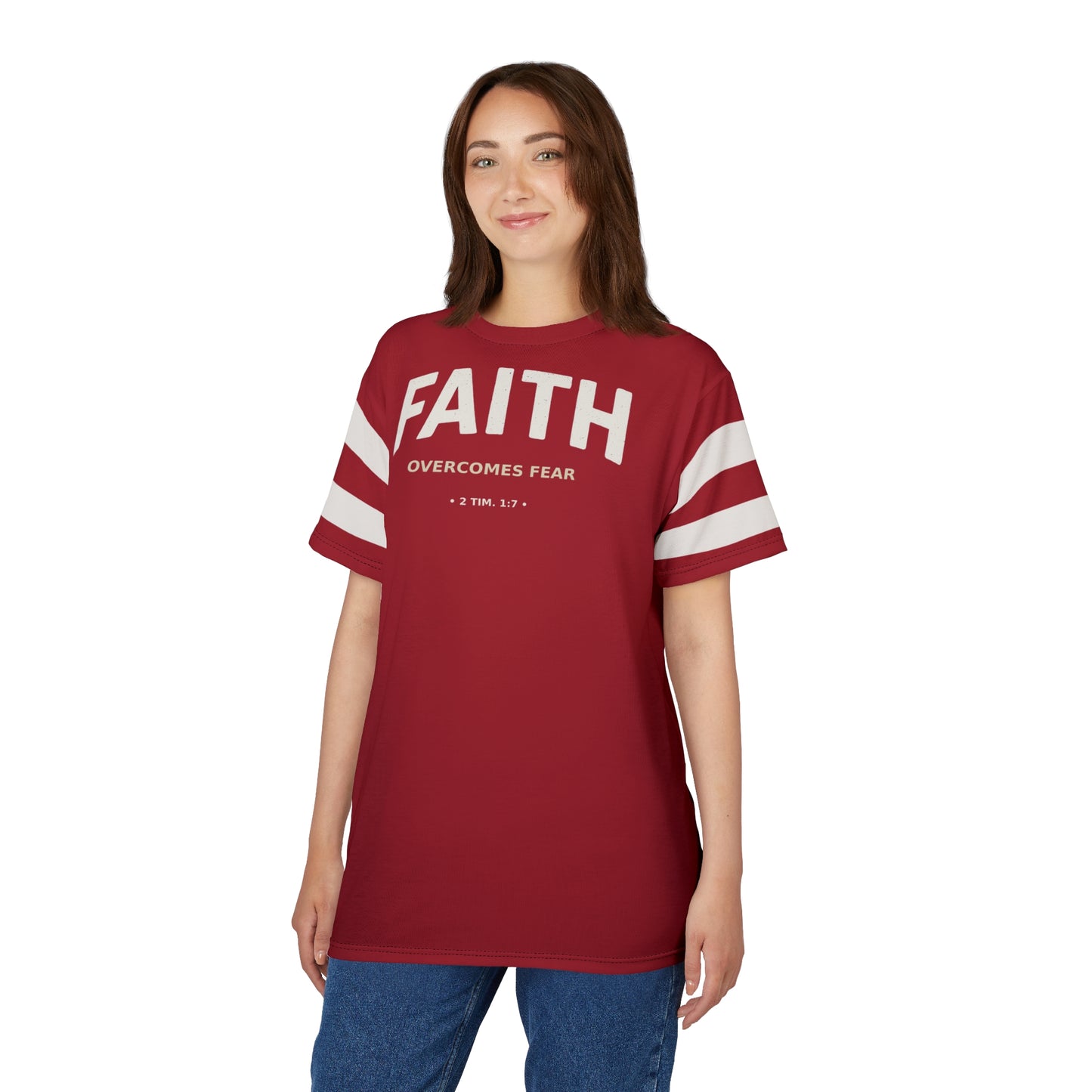 "Faith Overcomes Fear", Unisex Tee (Cherry Red)
