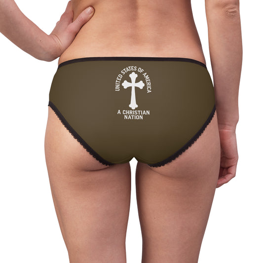 "USA - A Christian Nation" #04, Women's Briefs (Cattail Bronze)