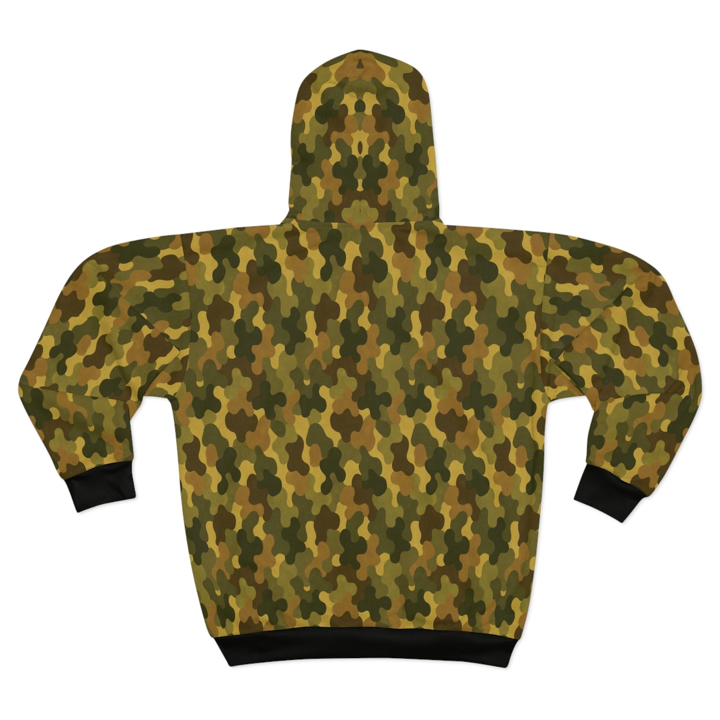 "SASR inspired Day-Ops Camouflage" Style 02, Unisex Wearable Art Zip Hoodie (SASR Black Cuffs and Waist)