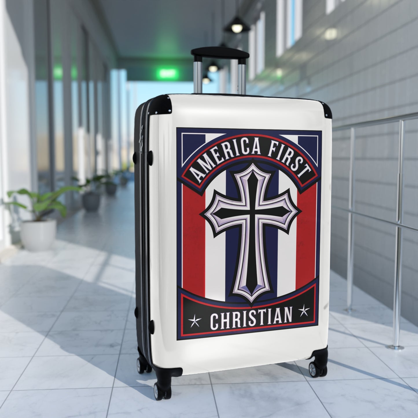 "America First Christian" Wall Art #11 Suitcases (Alabaster White)