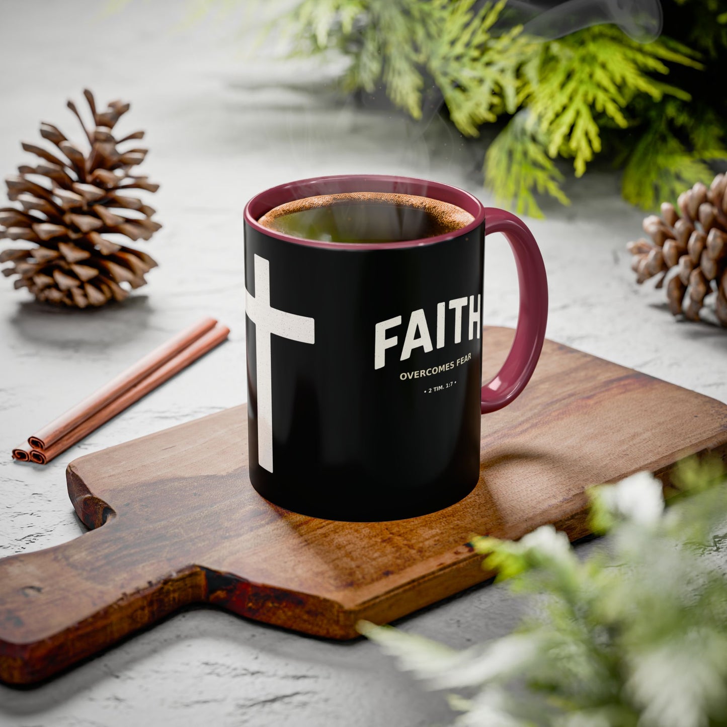 "Faith Overcomes Fear", Colorful Mugs (11oz, 15oz)