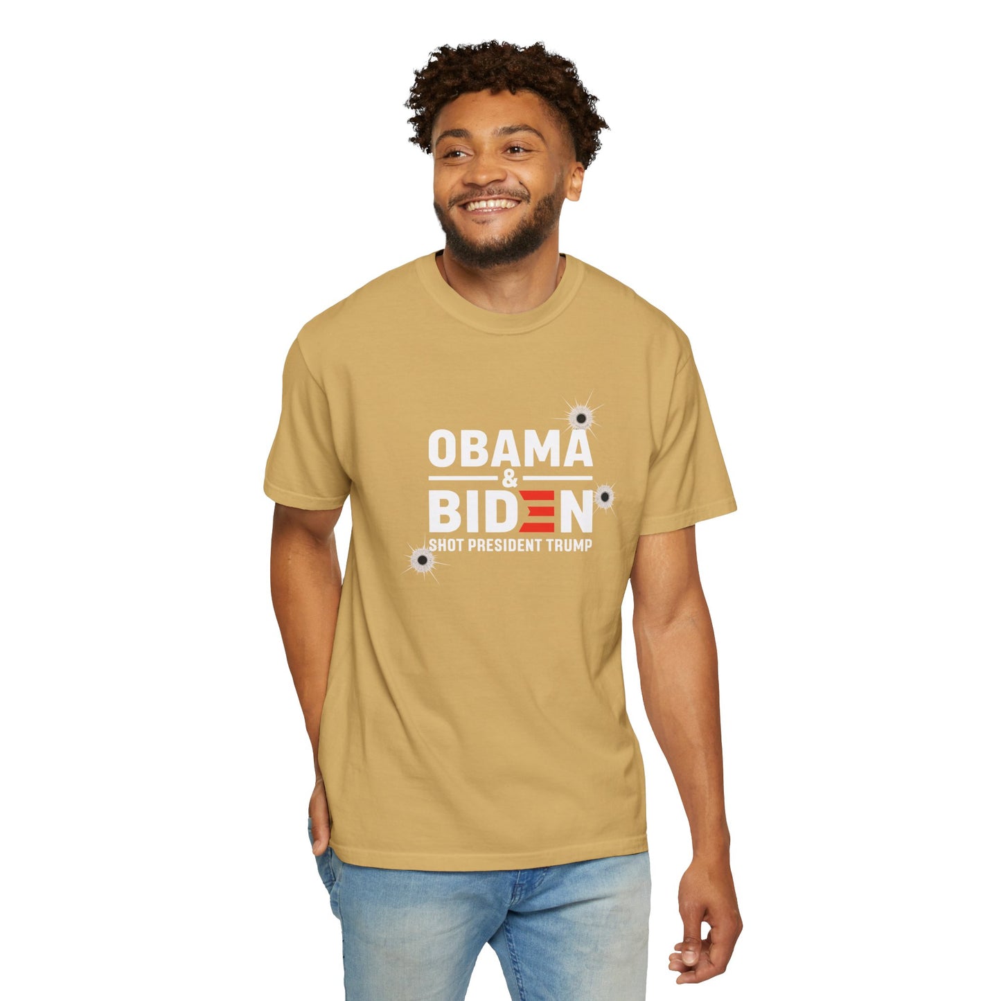 "Obama & Biden Shot President Trump", Unisex Black T-shirt