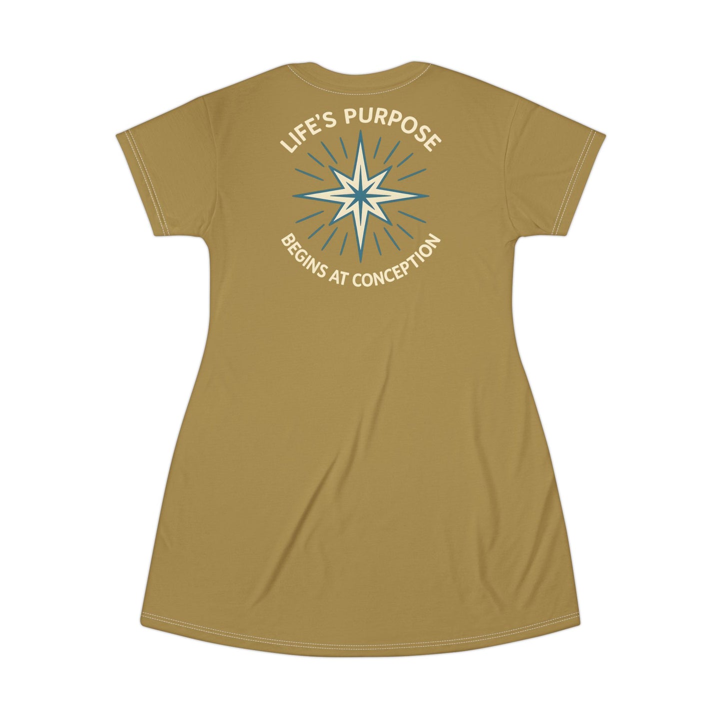 "Life's Purpose Begins at Conception #01", T-Shirt Dress (Olvene Shade)