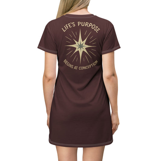 "Life's Purpose Begins at Conception #02", T-Shirt Dress (Marsden 1800)