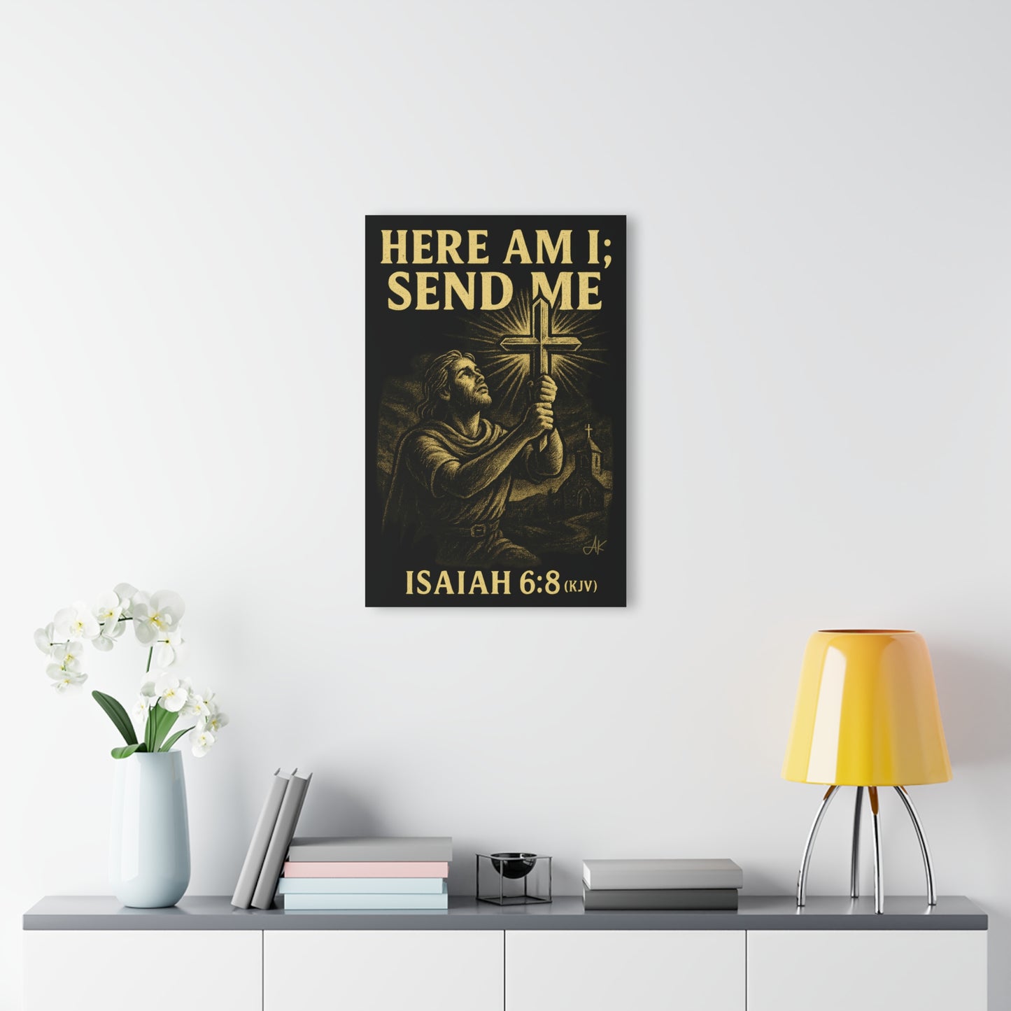 "Isaiah 6:8 (KJV)", Acrylic Wall Prints (French Cleat Hanging) (Shadow Black)