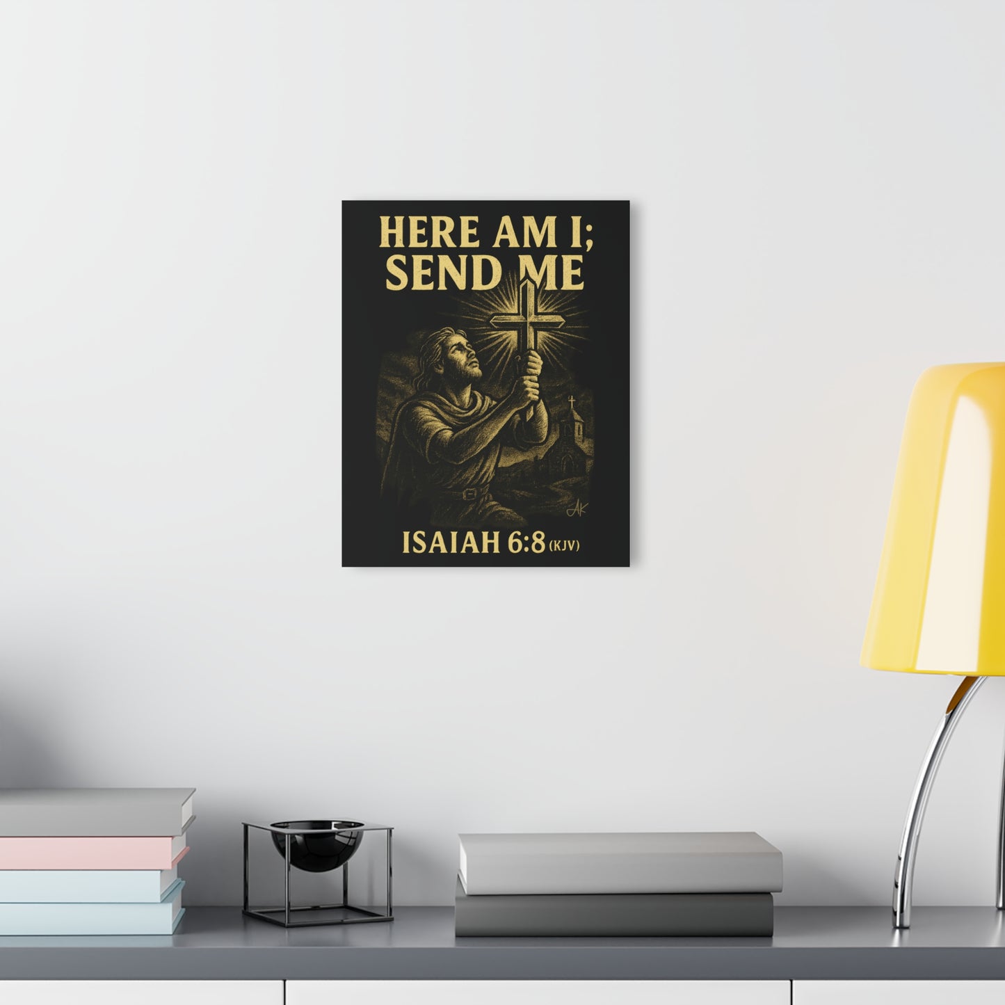 "Isaiah 6:8 (KJV)", Acrylic Wall Prints (French Cleat Hanging) (Shadow Black)