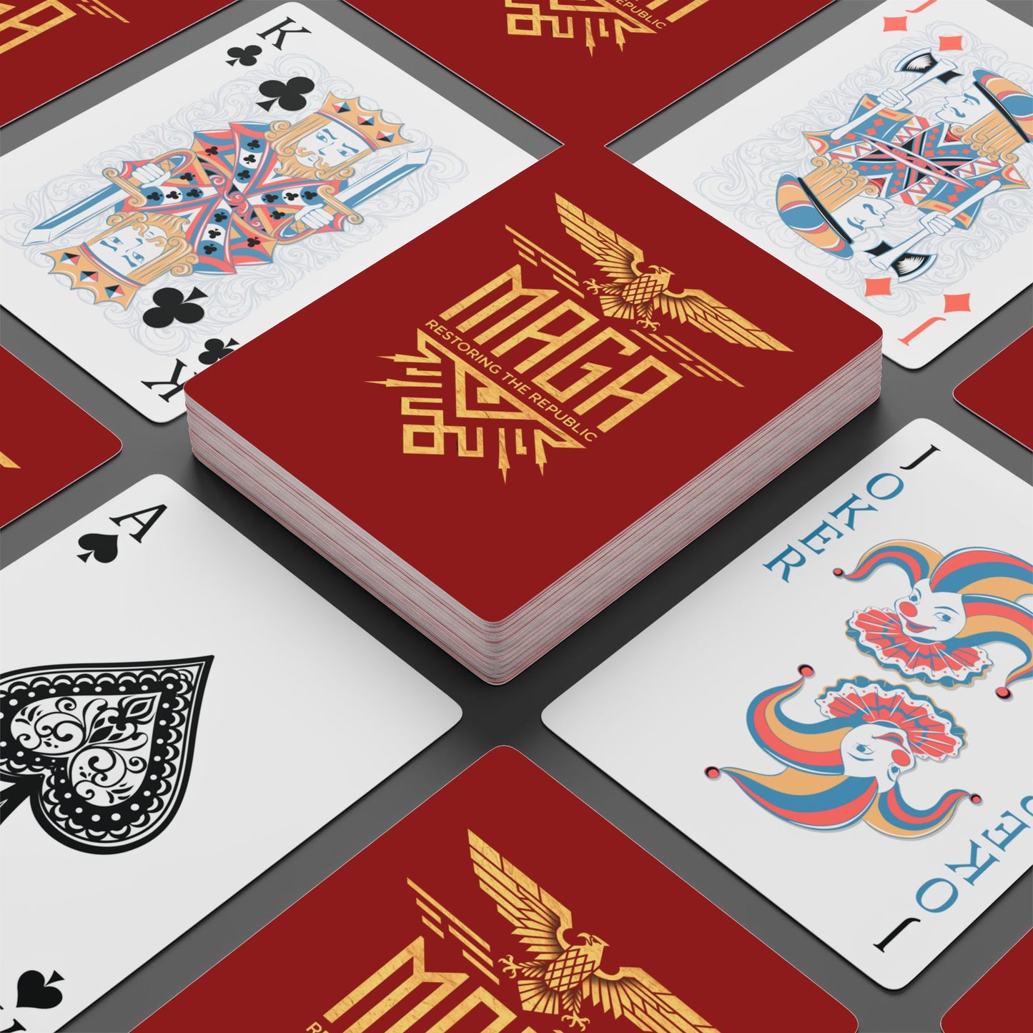 "MAGA Restoring the Republic" #02, Political Playing Cards (Deep Scarlet)