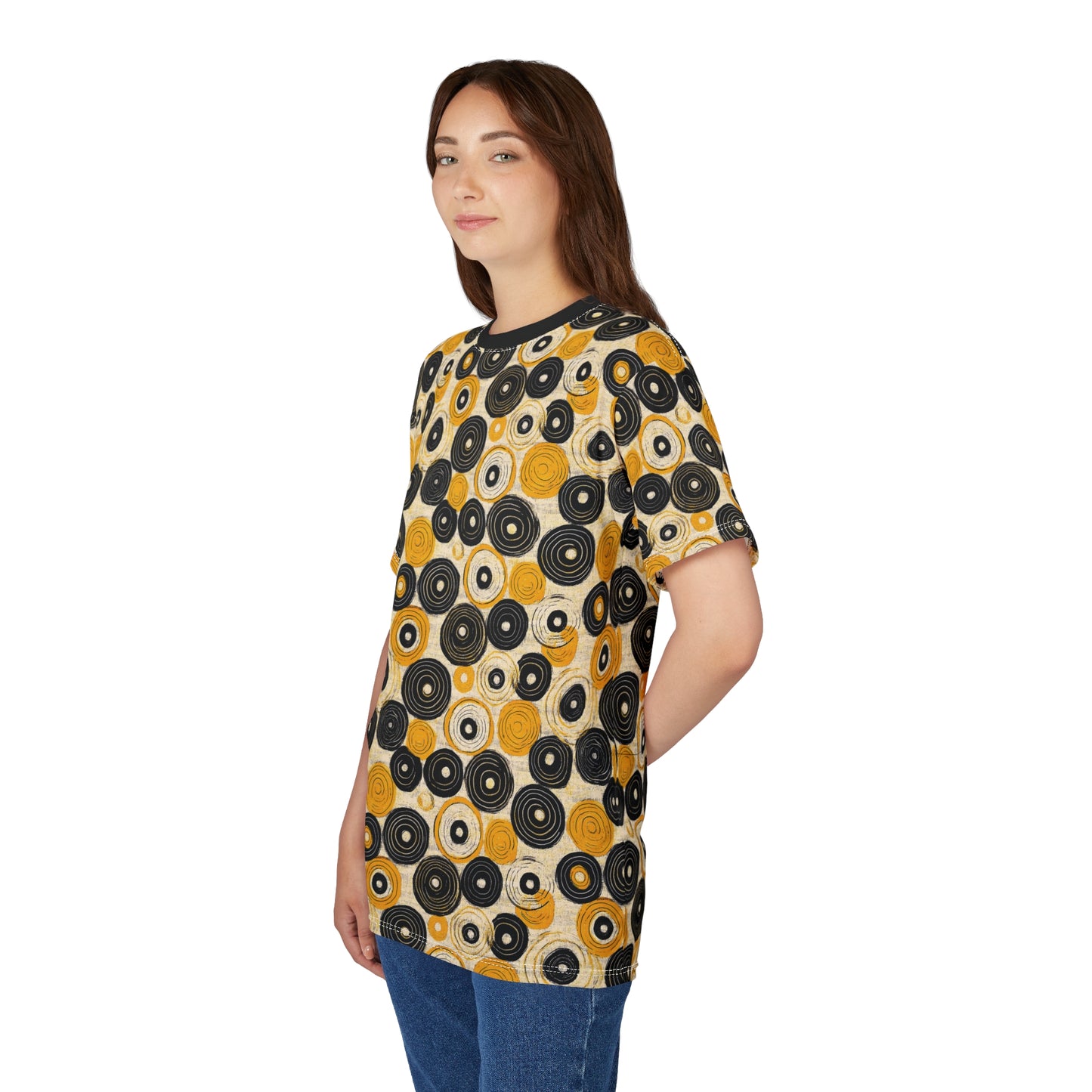"Old 45's", Wearable Pattern Art Unisex Tee (70's Black Collar)