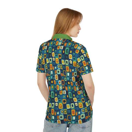 "Soul Mosaic", Unisex Polo Shirt (Light Green Collar)