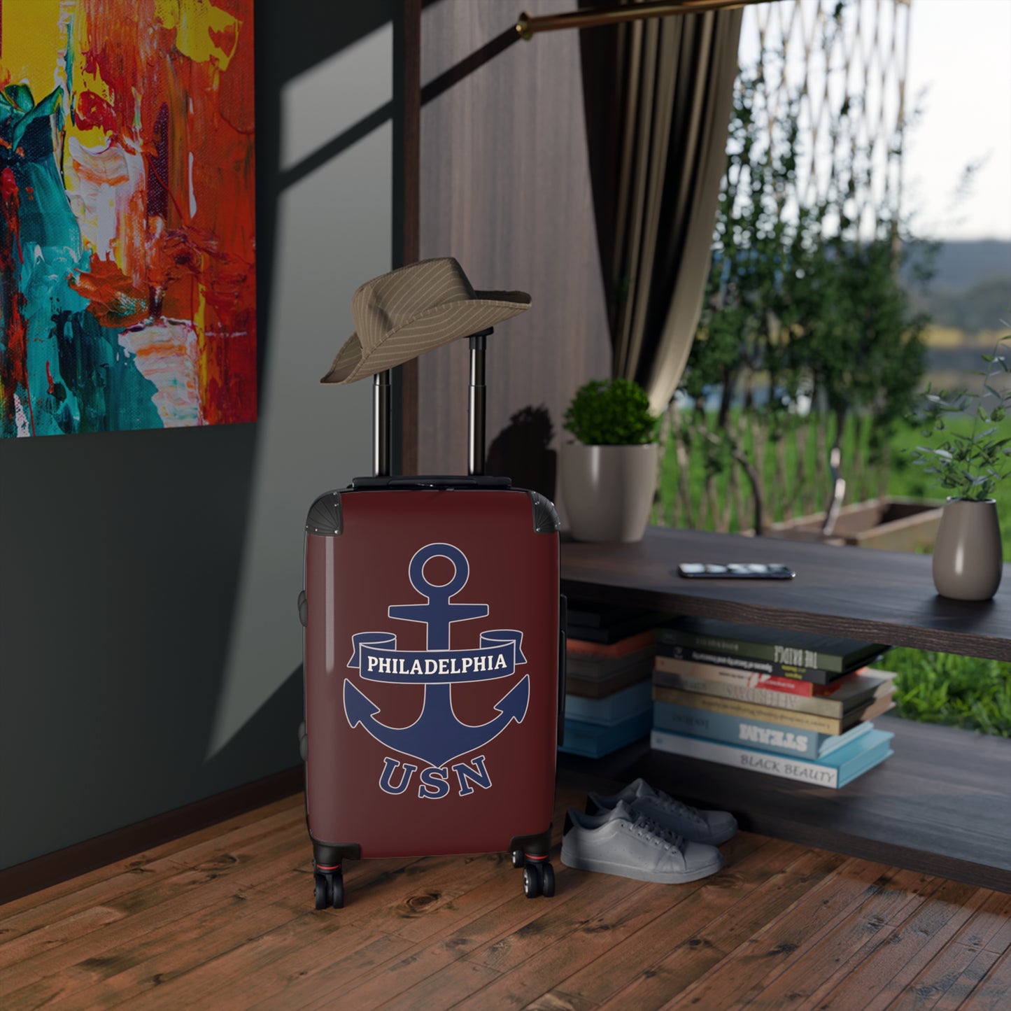 "USN Anchor", Suitcase (Pastel Red)