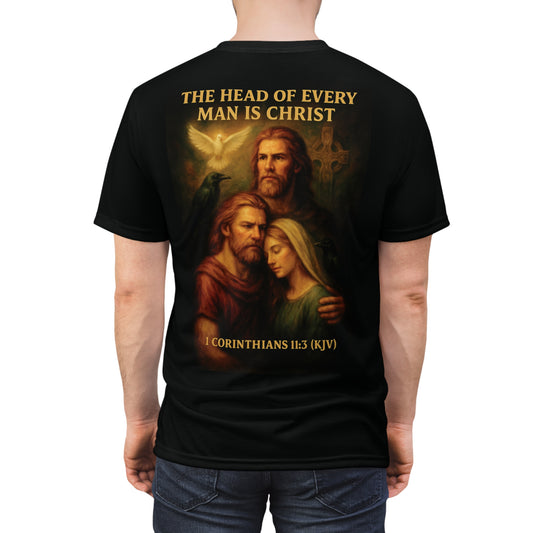 "1 Corinthians 11:3 (KJV)", Wearable Art Unisex T-shirt (Void Black)