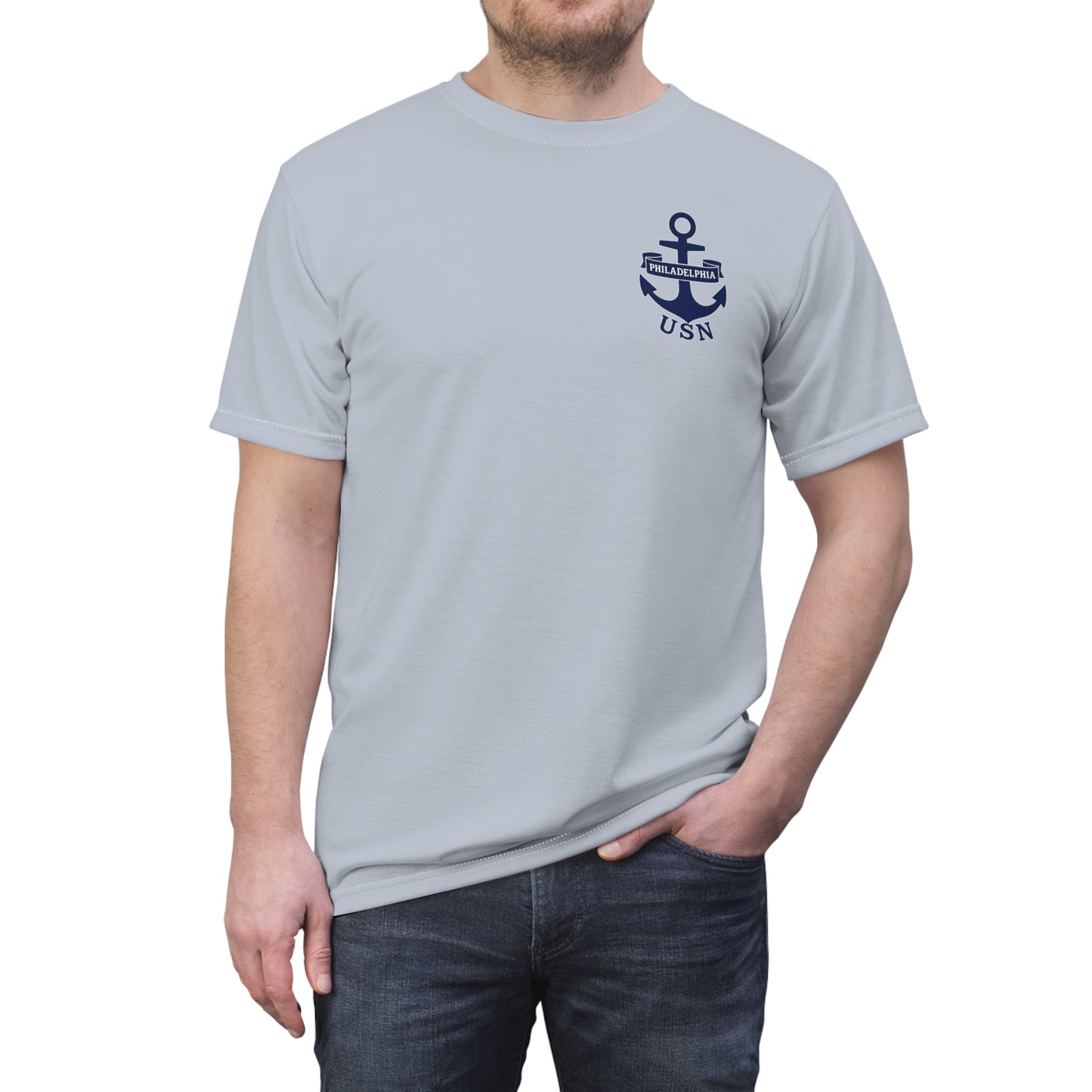 "USN Anchor", Unisex T-shirt (Bulkhead Grey)
