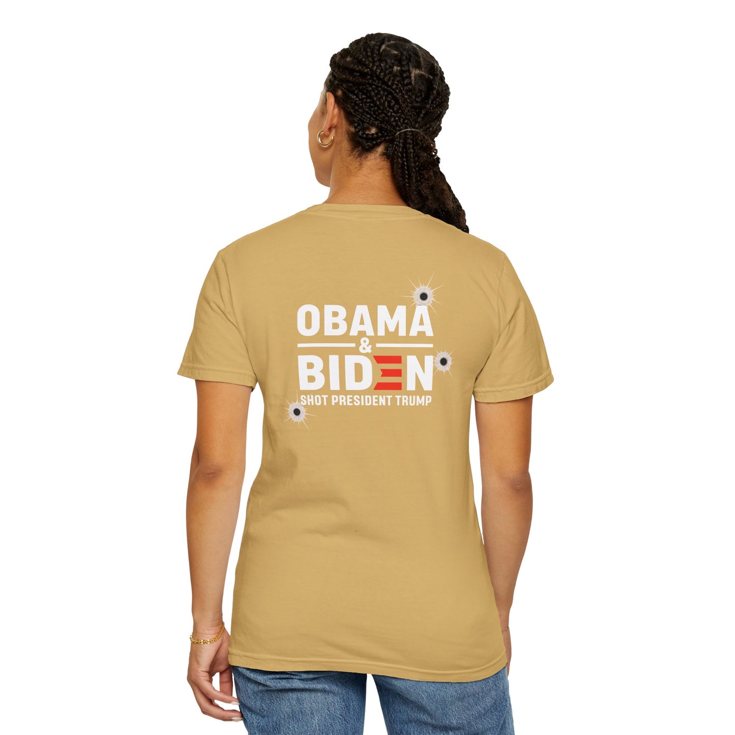 "Obama & Biden Shot President Trump", Unisex Black T-shirt