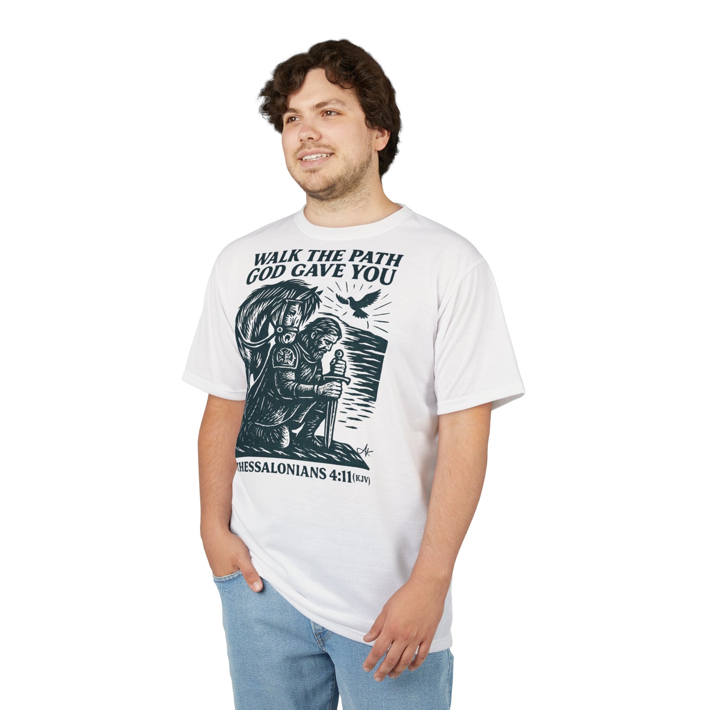 "1 Thessalonians 4:11 (KJV)", Wearable Art Unisex T-shirt (Norse Ink)