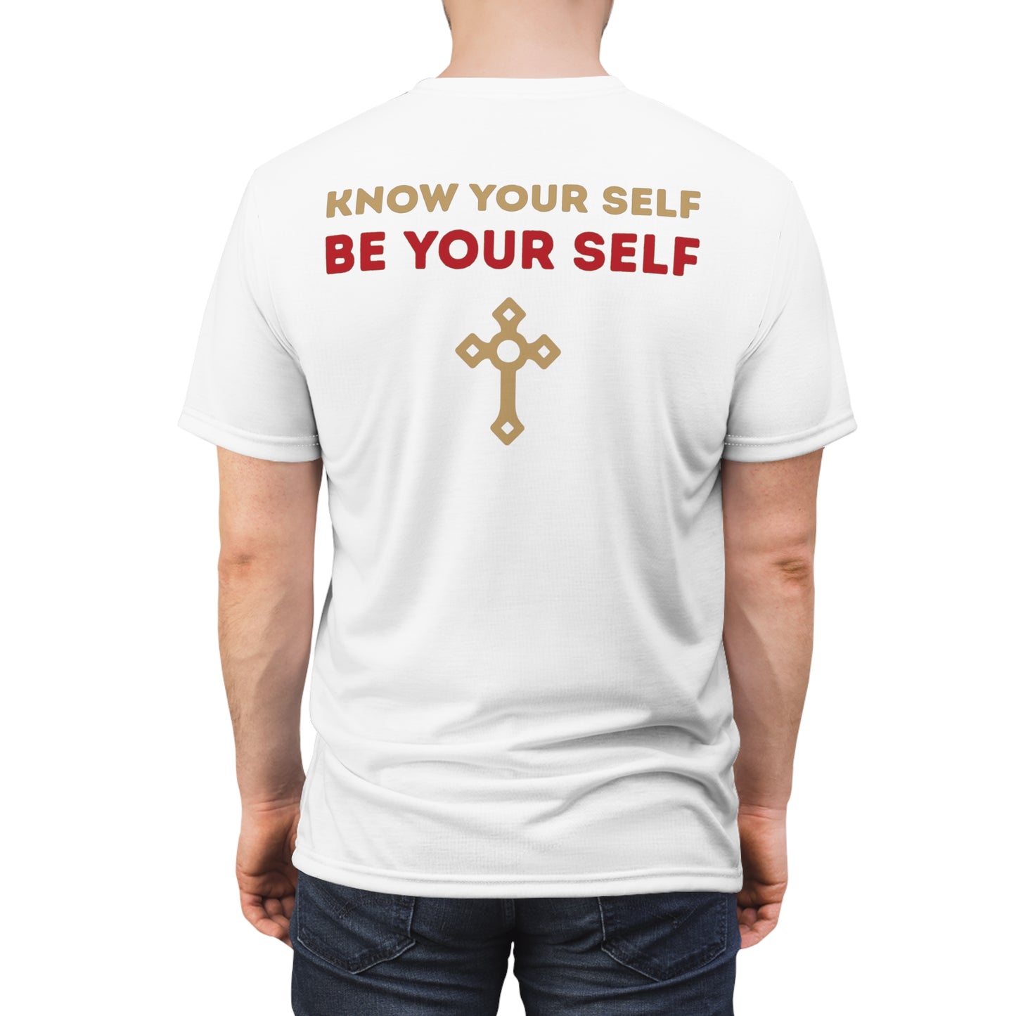 "Know Your Self", Unisex T-shirt (Foamy Milk White)
