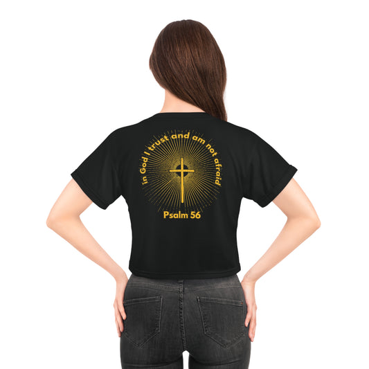 "Psalm 56 - In God I Trust and Am Not Afraid", Crop Tee (Void Black)