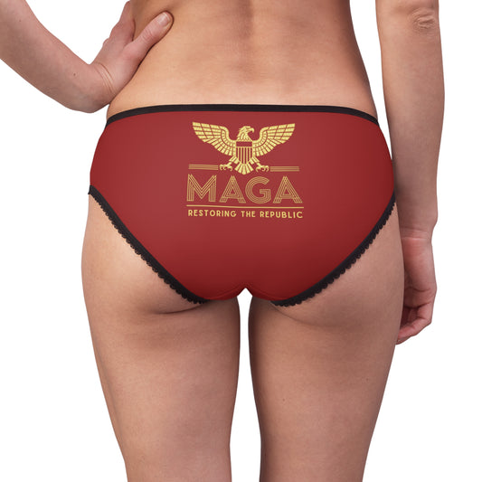 "MAGA - Restoring the Republic", Women's Briefs (Deep Scarlet)