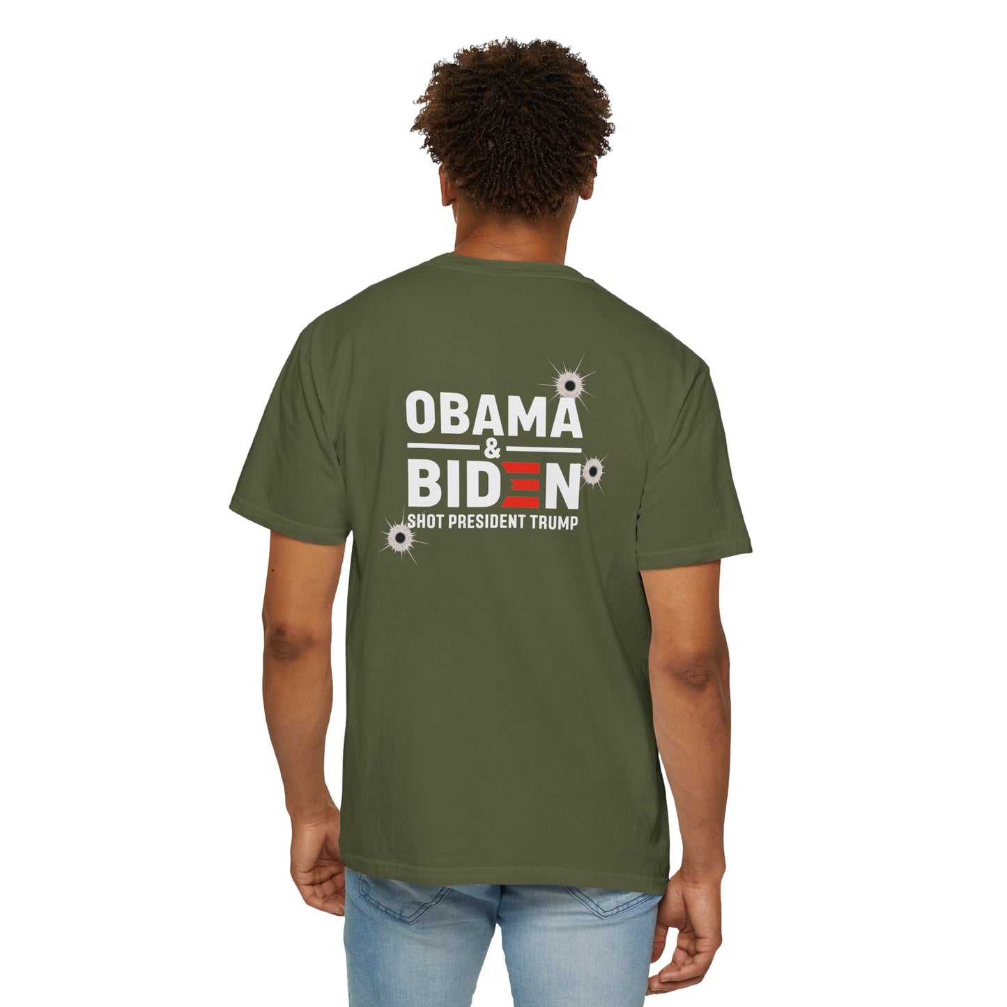 "Obama & Biden Shot President Trump", Unisex Black T-shirt