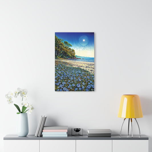 "Azure Petals on Silver Shore", Fine Art Acrylic Wall Prints (French Cleat Hanging)