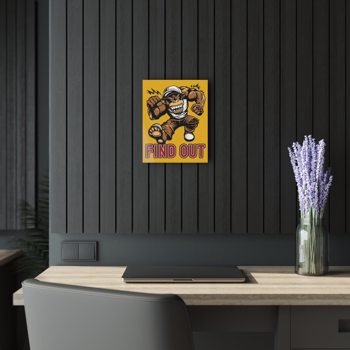 "Find Out", Acrylic Wall Prints (French Cleat Hanging) (Amber Yellow)