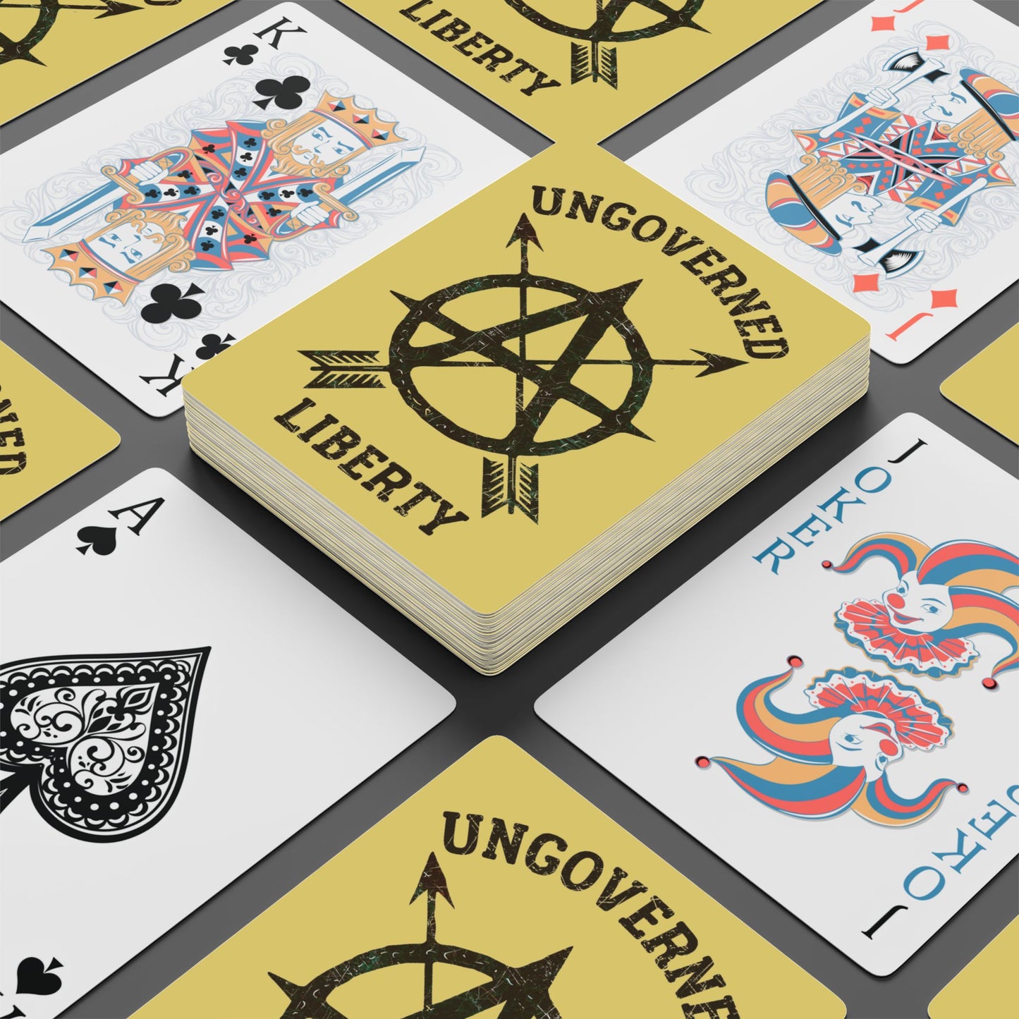 "Ungoverned Liberty", Political Playing Cards (Flax Yellow)