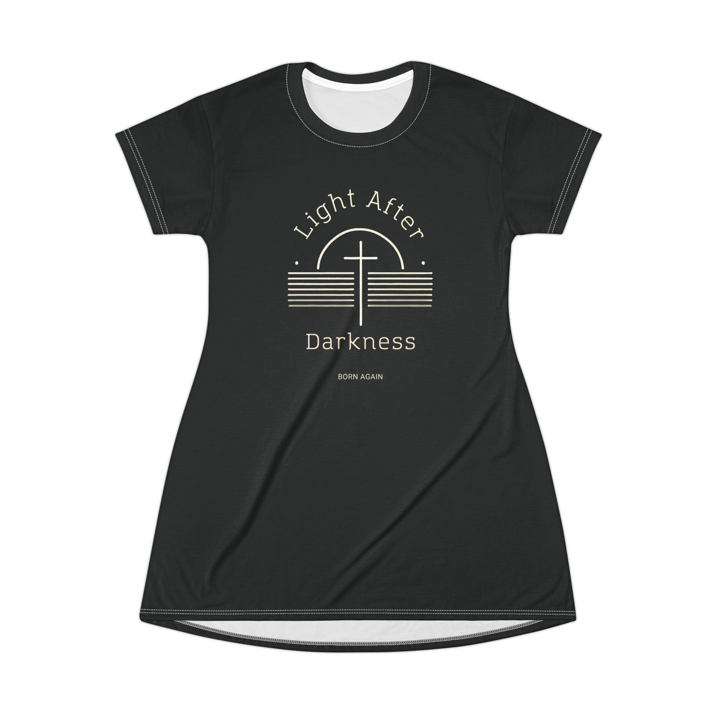 "Light After Darkness - Born Again", T-Shirt Dress (Void Black)