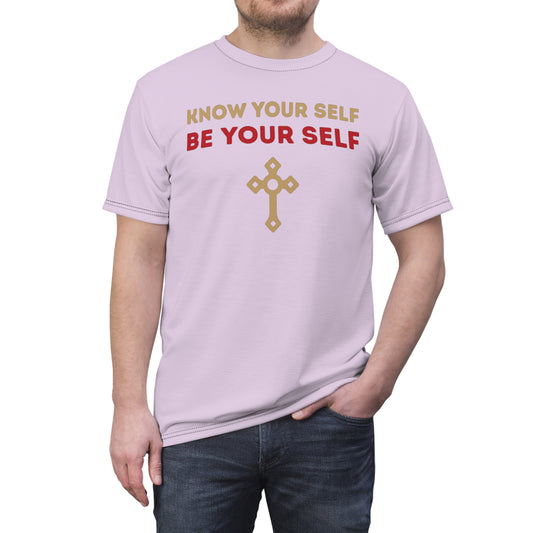 "Know Your Self", Unisex T-shirt (Floridian Blush)