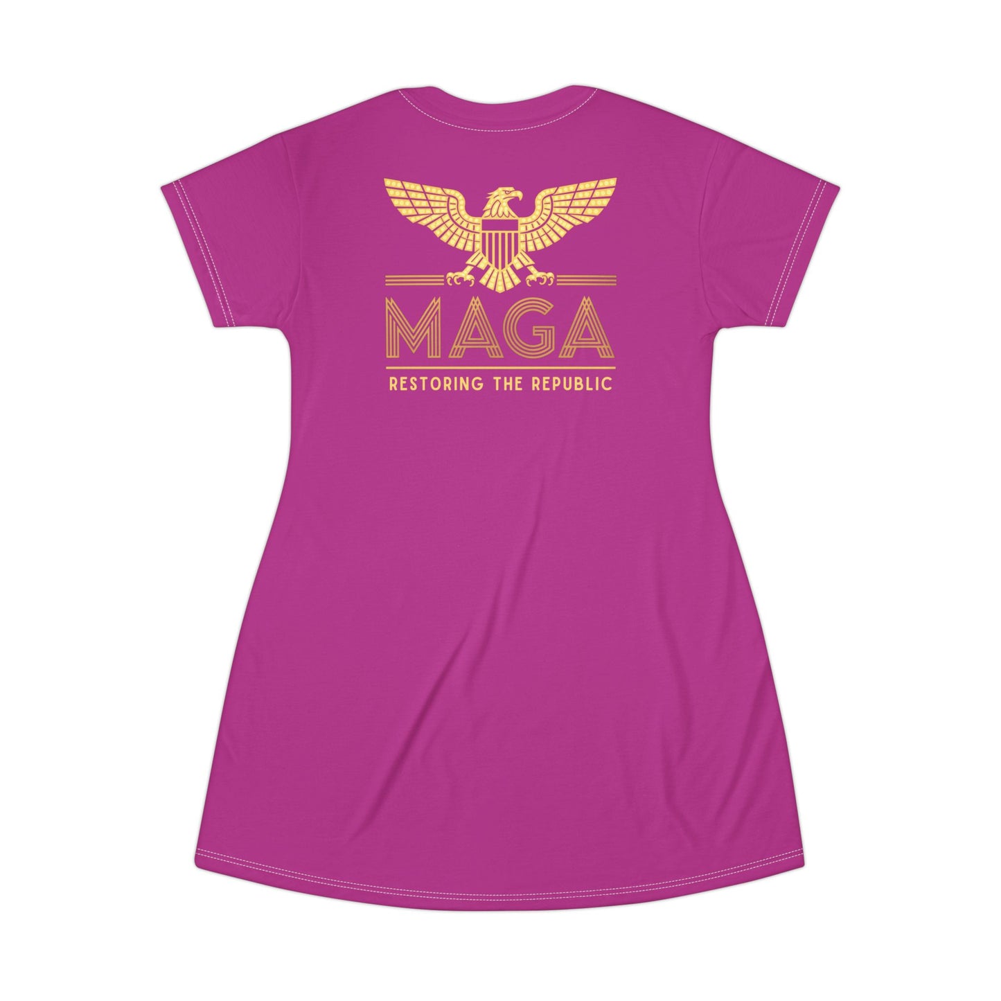 "MAGA - Restoring the Republic", T-Shirt Dress (Prairie Foxglove Pink)