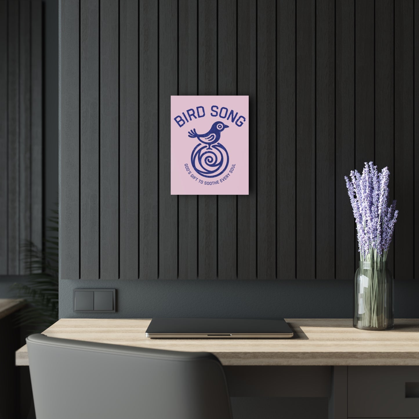 "Bird Song", Christian Acrylic Wall Prints (French Cleat Hanging) (Lace Pink)